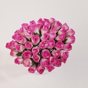 造花[ミニ・ペーパーフラワー バラのつぼみ（バイカラー／赤＆白 #507