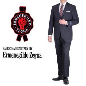 ゼニア スーツ Ermenegildo Zegna COOLEFFECT 春夏 ネイビー ストライプ 2つ釦 シングル｜funitshop