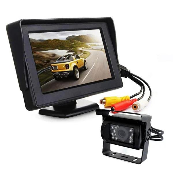 トラック対応4.3インチモニター搭載バックカメラセット12-24V　RCA 汎用 ケーブル20ｍ付き...