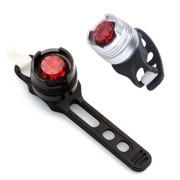 自転車用ミニLEDテールランプ 高輝度赤色発光 点滅可 小型 防水 ゴムバンド 取付簡単 ボタン電池...