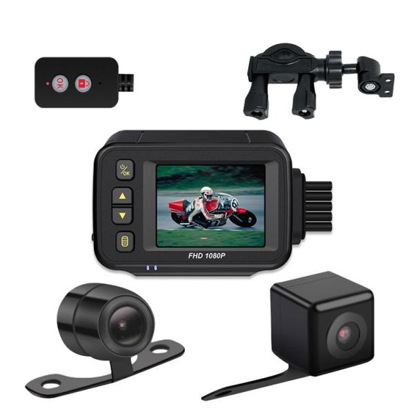 バイク用ドライブレコーダー 720P 本体 IP65 カメラIP67 防水 前後同時記録 2インチ ...