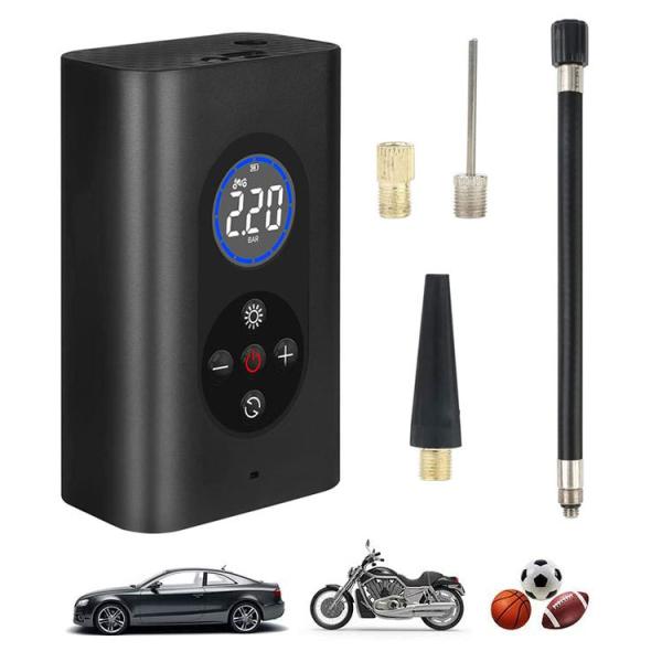 タイヤエアーポンプ USB充電式 電動エアコンプレッサー ポータブル空気入れ コードレス デジタル表...