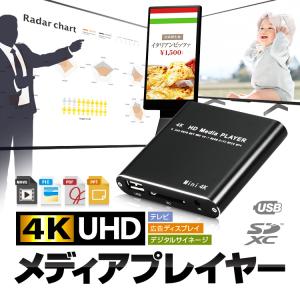 4Kメディアプレイヤー 3840×2160 30Hz PPT/PDF再生対応 レジューム機能あり リピート再生機能 横縦表示切替可 4GBストレージ 画面ズーム MP021K4｜ファンライフショップ