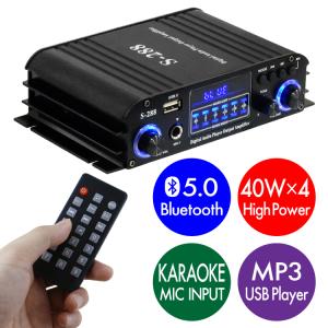 多機能4chオーディオアンプ 4×40W 汎用小型アンプ マイク入力可 カラオケ対応 MP3プレーヤー搭載 Bluetooth対応 Hi-Fiステレオサウンド LPS288｜funlife