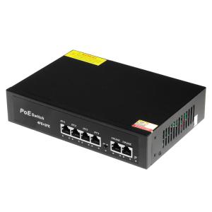 PoEスイッチングハブ PoE対応端末一括 PoE4ポート＋UPLINK2ポート 最大30W ハイパワー給電 最大伝送250m コンパクトRJ-45 LANポートハブ PoE給電 POESWT42｜funlife