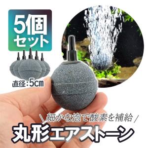 丸形エアストーン 細かい泡 直径5cm 大型球 水槽 釣り メダカ 金魚 錦鯉 水耕栽培 バブル 熱帯魚 水草の飼育 酸素補給 静音 アクアリウム 5個セット AS50M05S｜funlife