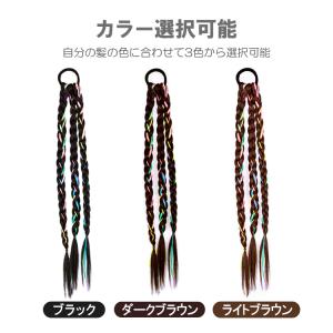 三つ編みエクステ 2個セット ウィッグ ヘアエ...の詳細画像5