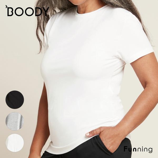BOODY (ブーディ) クルーネック Tシャツ 半袖 女性 レディース 大人 カットソー ストレッ...