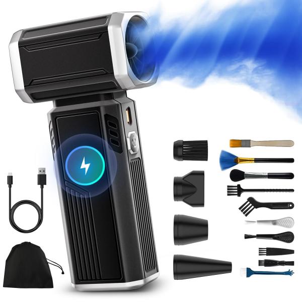 圧縮空気ダスター 130000RPM超強い風速54m/sを超える暴風 - 無段階調節可能な電動エアダ...