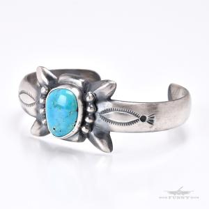 ナバホ　ターコイズ　大粒　シルバー925 トップ　スタンプワーク　唐草 funny-western_ar002-002-0341