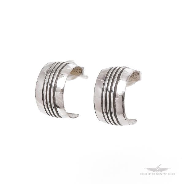 FUNNY公式ストア ナバホ族 ハーフフープ ピアス スターリングシルバー 925 キャッチ シンプ...