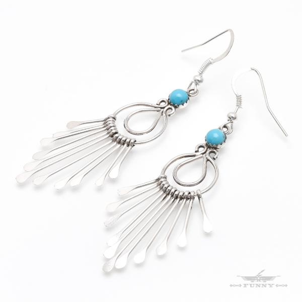 FUNNY公式ストア ナバホ族 ターコイズ フリンジ ピアス インディアンジュエリー スターリングシ...