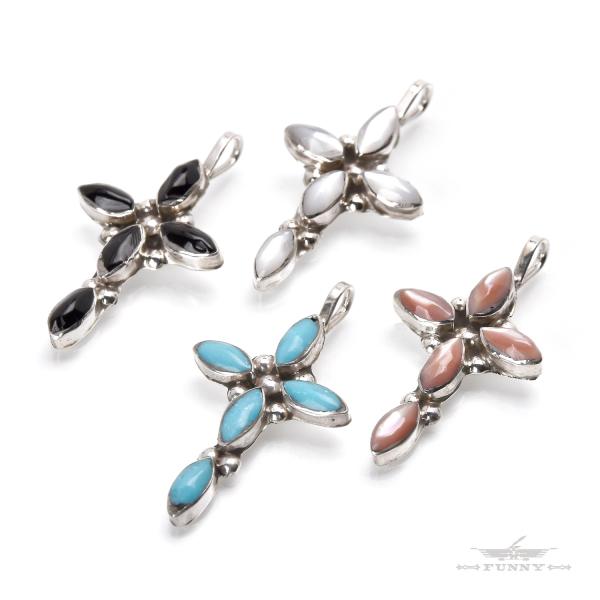 FUNNY公式ストア ズニ族 クロス インレイ ペンダント トップ 天然石 トルコ石 スターリングシ...