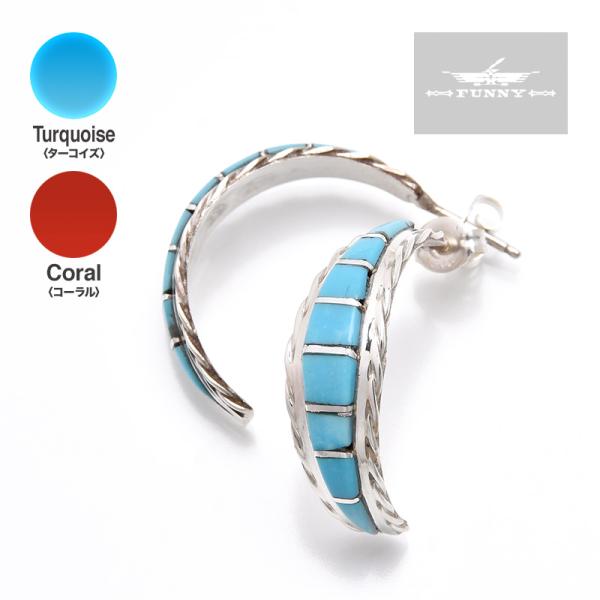 FUNNY公式ストア ズニ族 Malcolm Chavez インレイ ハーフフープ ピアス キャッチ...