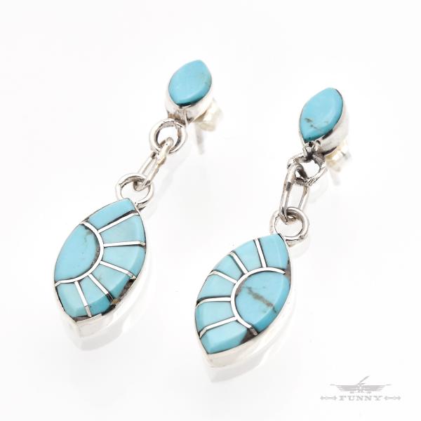FUNNY公式ストア ズニ族 Eldred Seowtewa ターコイズ インレイ ピアス スターリ...