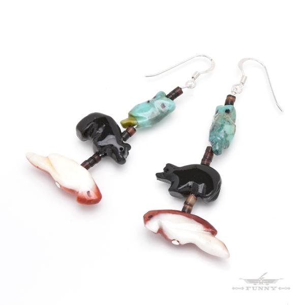 FUNNY公式ストア ズニ族 フェティッシュ ビーズ ピアス インディアンジュエリー レディース メ...