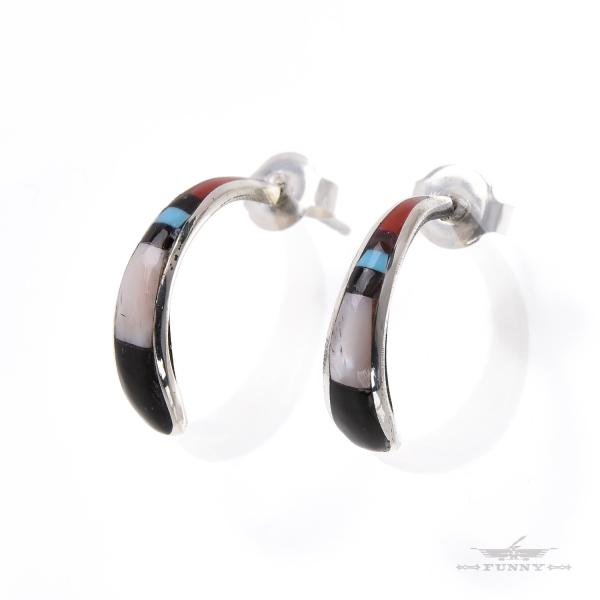 FUNNY公式ストア ズニ族 インレイ ハーフフープ ピアス スターリングシルバー シルバー925 ...