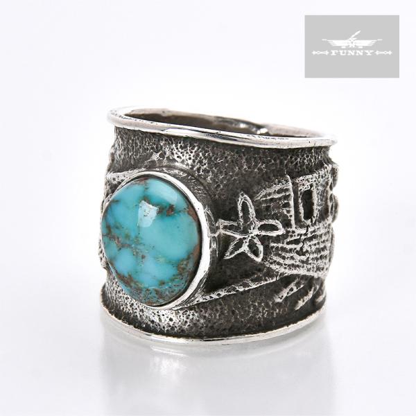 FUNNY公式ストア ナバホ族 フィランダー・ビゲイ ターコイズ付き トゥファキャスト リング 15...