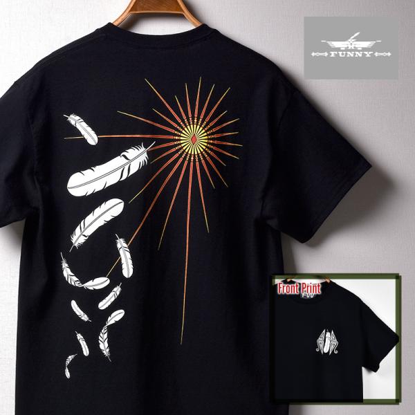 FUNNY公式ストア FW オリジナル Tシャツ SUN ＆ FEATHER／ブラック メンズ レデ...