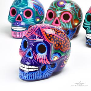 メキシカンスカルオブジェセット　ハンドメイドカラベラ　一点物 💀カラヘッド💀 陶器で1つ1つ手作りされた メキシカンスカルの頭