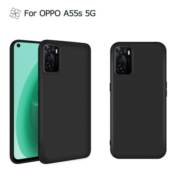 OPPO A55s 5G ケース カバー 黒 ブラック 耐衝撃 マット ソフトケース TPU カバー...