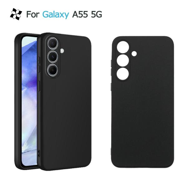 Galaxy A55 5G ケース カバー 黒 ブラック 耐衝撃 マット ソフトケース TPU カバ...