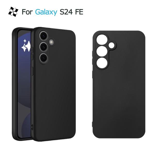 Galaxy S24FE ケース カバー 黒  ブラック 耐衝撃 マット ソフトケース TPU カバ...