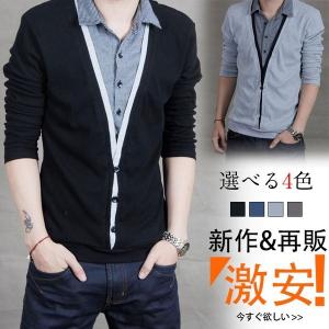 襟付き重ね着風ｔシャツ メンズカーディガン の商品一覧 トップス ファッション 通販 Yahoo ショッピング