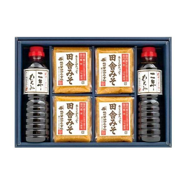 爆買 味噌醤油セットW504　根田の二年もろみしょうゆ500ml×2本と田舎みそ500g×4個詰合せ