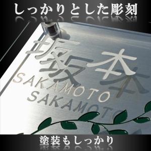 表札 おしゃれ 戸建 ガラス ステンレス 正方...の詳細画像2