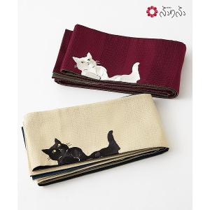 公式 ふりふ 半巾帯「ごろん猫」 半幅帯 半巾 帯