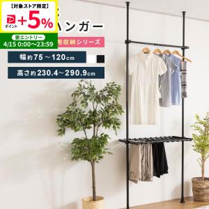 ポールハンガー ポールラック 突っ張りラック 突っ張り ズボン ジーンズ 洋服 ラック 収納 伸縮 ズボン用 クローゼット 隙間収納 便利 ブラック ホワイト