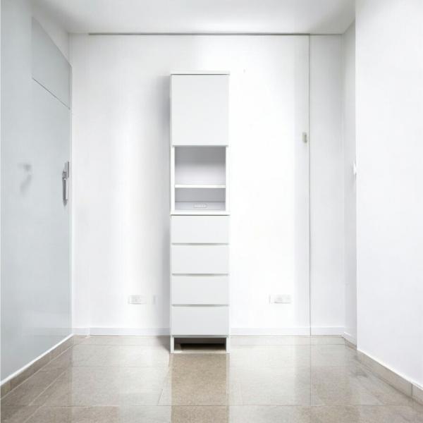 国産 脱衣所 コンパクト収納 幅37.5cm サニタリー収納  洗面所 収納 引き出し ホワイト 隙...