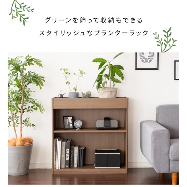 植木が置けるラック 本棚 プランタースタンドとオープン収納が一つになった、スタイリッシュなプランター...