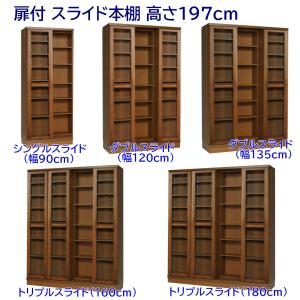 扉付 スライド本棚 高さ197cm シングルスラ...の商品画像