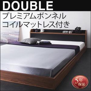 ダブルベッド マットレス付き プレミアムボンネルコイル ローベッド｜furniturehappylife