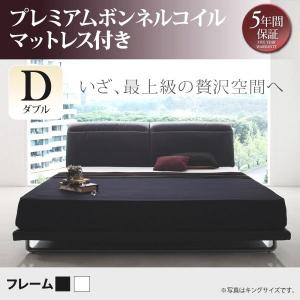 ダブルベッド マットレス付き プレミアムボンネルコイル おしゃれ ローベッド｜furniturehappylife