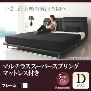 ダブルベッド マットレス付き マルチラススーパースプリング おしゃれ ローベッド｜furniturehappylife