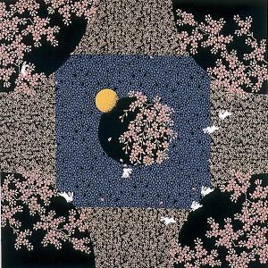 風呂敷 大判 118cm 夜桜うさぎ 綿シャンタンふろしき 黒 日本製 風呂敷バッグ｜furoshikiclub