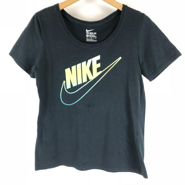 古着 NIKE ナイキ プリントTシャツ Uネック ブラック系 レディースM 中古 n006427