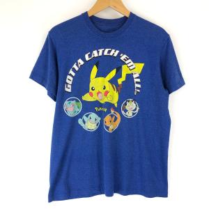 古着 PoKe'MoN ポケットモンスター ポケモン キャラクタープリントTシャツ 杢 ブルー系 メンズM 中古 n016571｜furugiya-sun