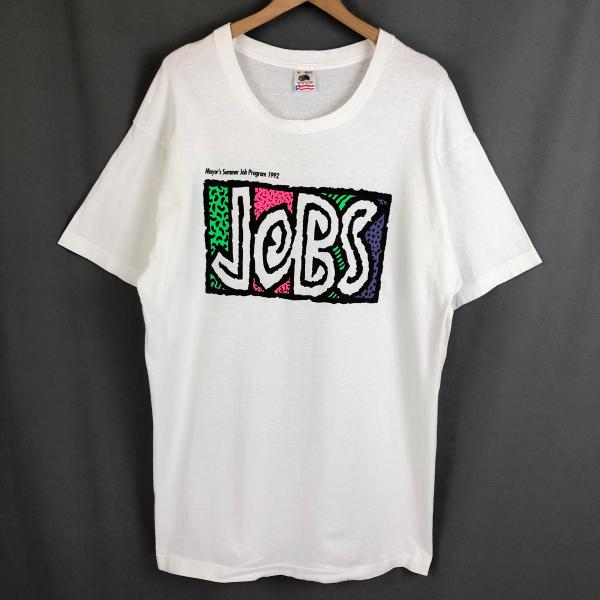 古着 ロゴプリントTシャツ JOBS イベントもの 90年代 ホワイト系 メンズXL 中古 n020...