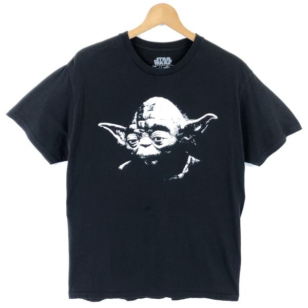 【古着】 スターウォーズ STARWARS Tシャツ プリント ヨーダ ブラック系 メンズL 【中古...