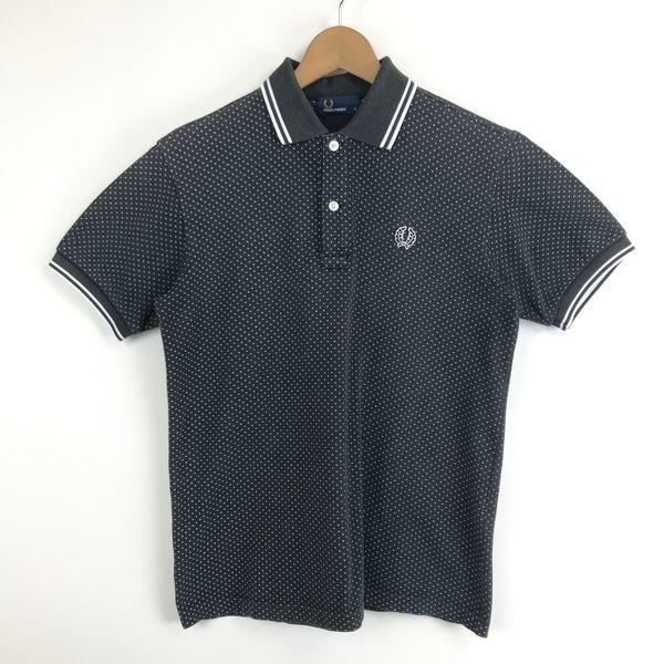 【古着】 FRED PERRY フレッドペリー ポロシャツ 鹿の子素材 ドット柄 日本製 ブラック系...