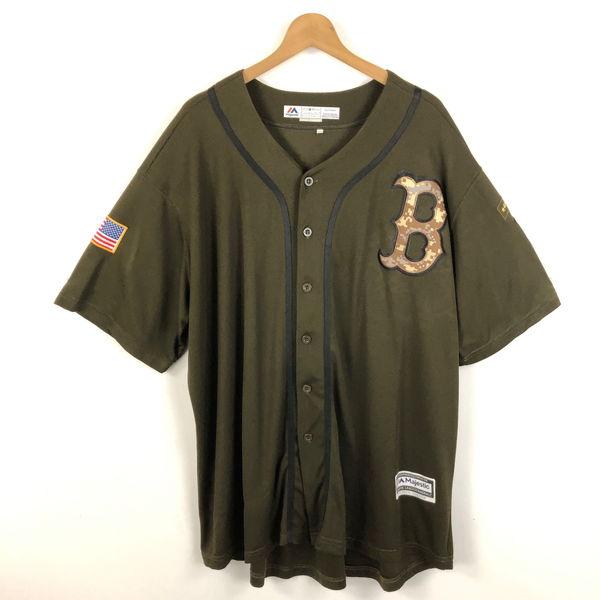 【古着】 Majestic ベースボールシャツ MLB ボストン レッドソックス ブラウン系 メンズ...