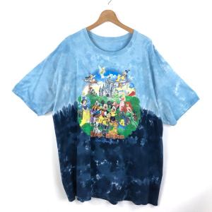 【古着】 walt disney world ディズニー Tシャツ magic kingdom ミッキーマウス ディズニーキャラクター タイダイ ブルー系 メンズXL以上 【中古】 n053007｜furugiya-sun