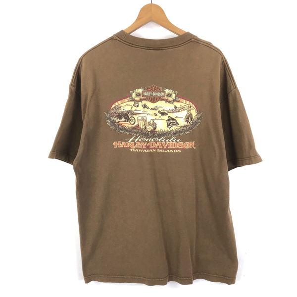 【古着】 Harley-Davidson Tシャツ ハワイ ホノルル バックプリント ブラウン系 メ...