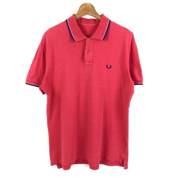 【古着】 FRED PERRY ポロシャツ 鹿の子粗材 ラインリブ ピンク系 メンズL 【中古】 n...