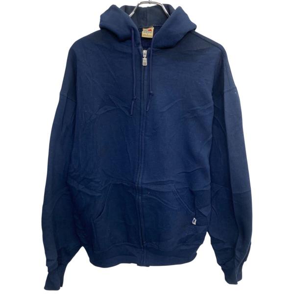 90s USA製 RUSSELL ATHLETIC ジップアップフーディー L ネイビー ラッセルア...