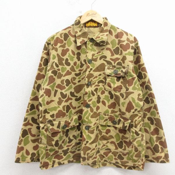 L/古着 長袖 ハンティング ジャケット メンズ 80年代 80s コットン 緑 迷彩 26mar1...
